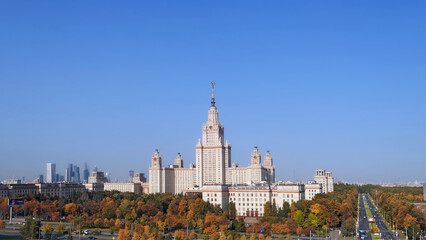 Naklejka premium Sunny autumn in the campus of old university in Moscow