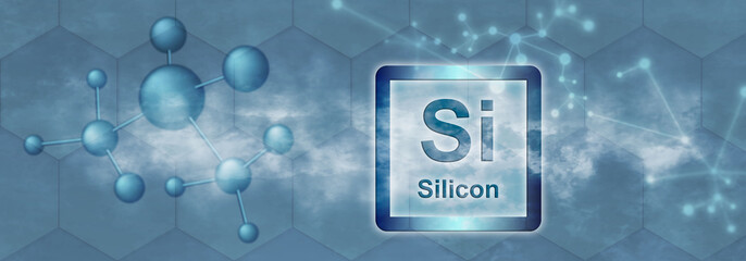 Si symbol. Silicon chemical element - obrazy, fototapety, plakaty