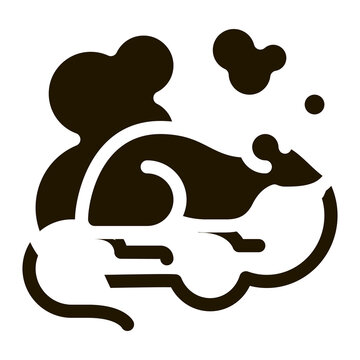 Rat in Smoke glyph icon vector. Rat in Smoke Sign. isolated symbol illustration