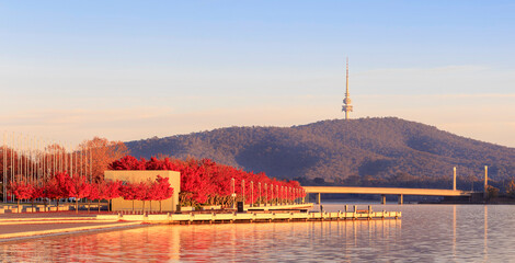 Canberra, Lake Burley Griffin foreshore in Autumn 