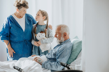 Girl visiting grandfather