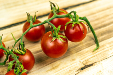 Tomatoes on wood background