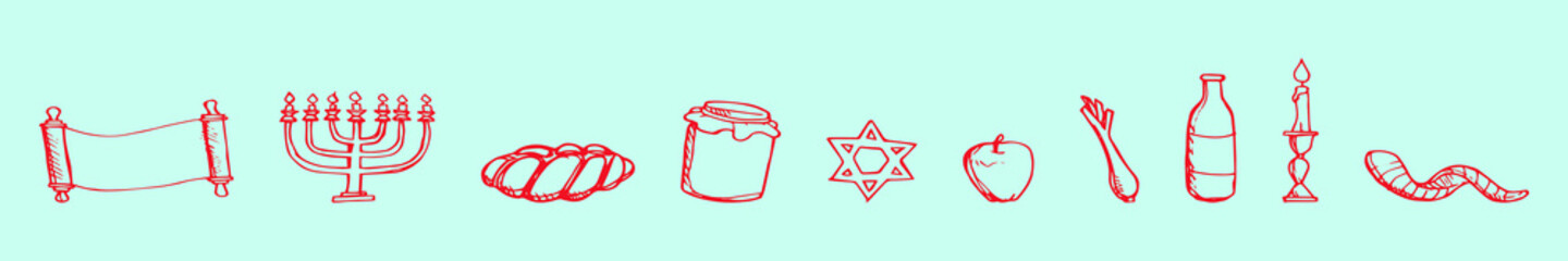 set of challah bread cartoon icon design template with various models. vector illustration isolated on blue background