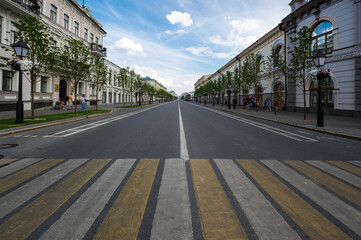 View of the street in the historical center of Kazan
