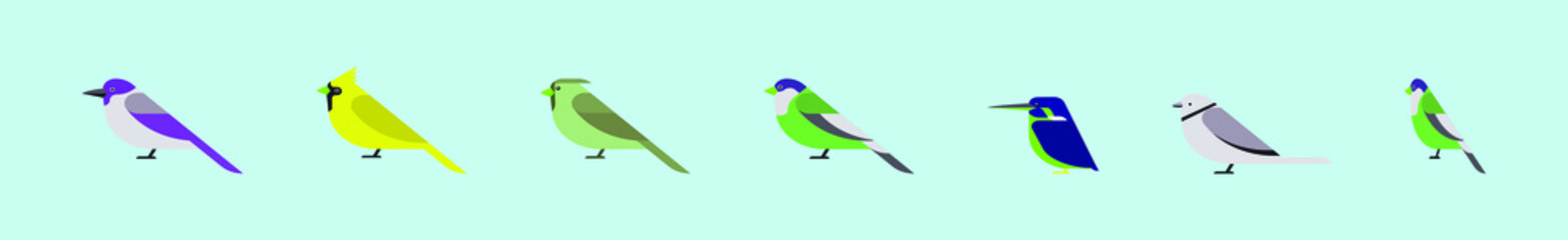 set of bird animals cartoon icon design template with various models. vector illustration isolated on blue background