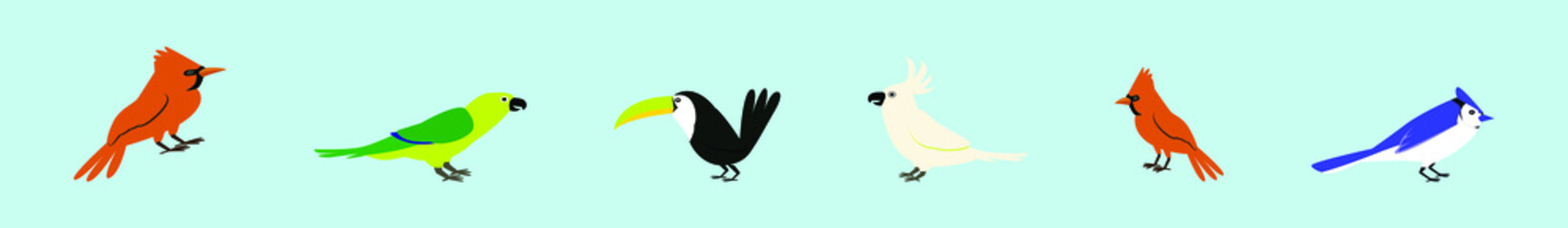 set of bird animals cartoon icon design template with various models. vector illustration isolated on blue background