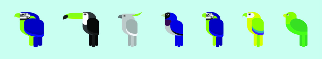 set of bird animals cartoon icon design template with various models. vector illustration isolated on blue background
