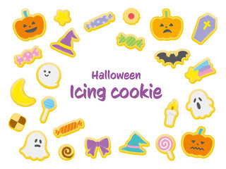 ハロウィンのかわいいアイシングクッキーイラスト
