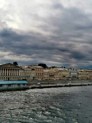 Fototapeta na wymiar View of embankment of the river in Saint-Petersburg, Russia