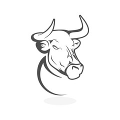 Elegance line art buffalo cow ox bull head logo design vector on white background