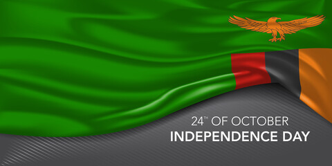 Zambia happy independence day greeting card, banner with template text vector illustration