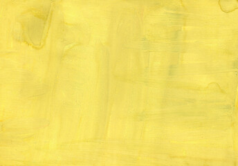 Hand drawn yellow rough abstract texture. Artistic paper. Grunge style. Gouache and watercolor paint. Paint soaked craft texture. Wooden texture. For background, cover, packaging, design element.