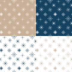 Set of vector seamless patterns with snowflakes