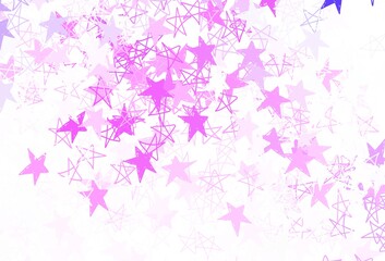Fototapeta na wymiar Light Purple, Pink vector pattern with christmas stars.
