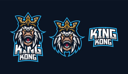Kingkong esport gaming mascot logo template for streamer team. esport logo design with modern illustration concept style for badge, emblem and tshirt printing © Guna Studio