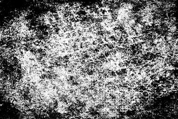 The grunge texture is black and white. Monochrome abstract background. Pattern of scratches, chips, and paint strokes. Black smudges, scuffing, wear and tear