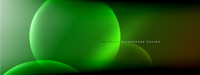 Vector abstract background liquid bubble circles on fluid gradient with shadows and light effects. Shiny design templates for text