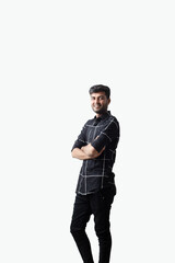 An Indian man portrait  in a black shirt 