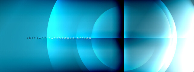 Vector abstract background - circle and cross on fluid gradient with shadows and light effects. Techno or business shiny design templates for text