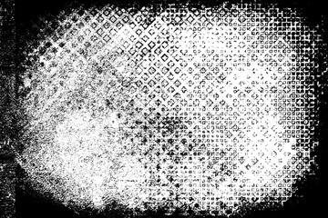 The grunge texture is black and white. Monochrome abstract background. Pattern of scratches, chips, and paint strokes. Black smudges, scuffing, wear and tear