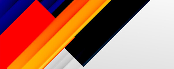 Geometric abstract backgrounds with shadow lines, modern forms, rectangles, squares and fluid gradients. Bright colorful stripes cool backdrops