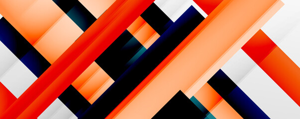 Geometric abstract backgrounds with shadow lines, modern forms, rectangles, squares and fluid gradients. Bright colorful stripes cool backdrops