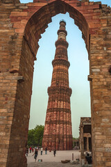 The Qutub Minar, a UNESCO World Heritage Site in the Mehrauli area of New Delhi, India.