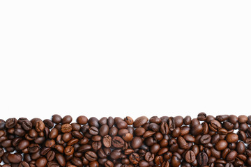 Set of fresh roasted coffee beans isolated on white background