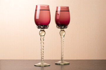 Two wedding glasses. Wedding ceremony.