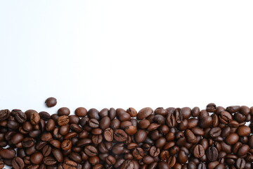 Set of fresh roasted coffee beans isolated on white background