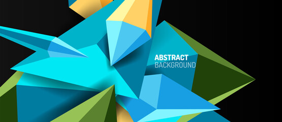 3d low poly abstract shape background vector illustration