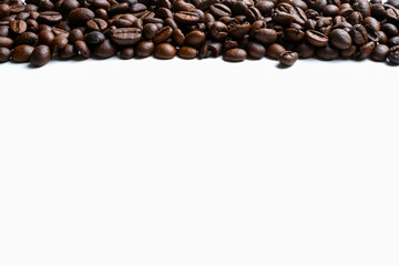 Set of fresh roasted coffee beans isolated on white background