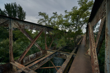 Old rusty train bridge