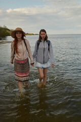 two women near river
