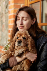 woman with spaniel