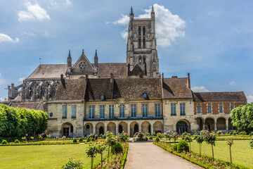 Ancient Episcopal Palace (Bishop's Palace, XII century) in Meaux. Meaux - commune in Seine-et-Marne department, Ile-de-France region, metropolitan area of Paris, France.