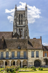 Fototapeta premium Ancient Episcopal Palace (Bishop's Palace, XII century) in Meaux. Meaux - commune in Seine-et-Marne department, Ile-de-France region, metropolitan area of Paris, France.