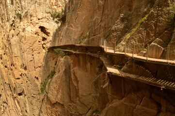 The dramatic and scary El Caminito Del Rey hiking path and Ronda Bridge in Southern Spain