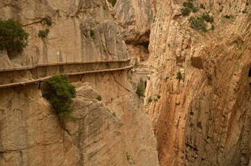 The dramatic and scary El Caminito Del Rey hiking path and Ronda Bridge in Southern Spain