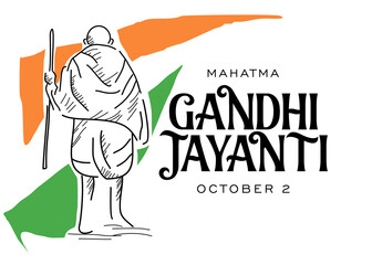 Gandhi Jayanti is an event celebrated in India to mark the birth anniversary of Mahatma Gandhi, vector design with indian flag