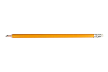 Yellow pencil isolated on white background with clipping path. Wood pencil with eraser isolated over white.