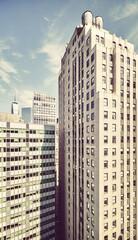 Fototapeta premium Skyscrapers in New York City, color toned picture, USA.