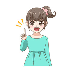 笑顔で指差しする女の子