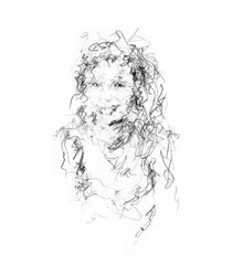 Sketch of a lady. Hand drawn illustration.