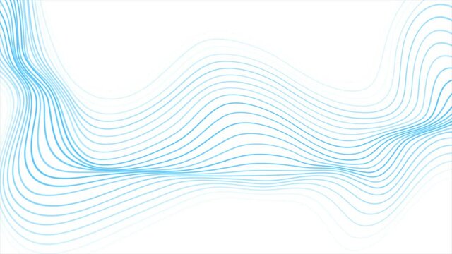 Abstract blue curved wavy lines tech futuristic motion background. Seamless looping. Video animation Ultra HD 4K 3840x2160