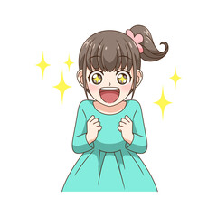 目をキラキラ輝かせる女の子