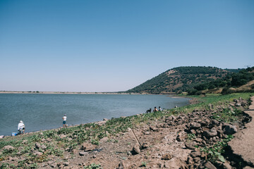 mountain by the lake