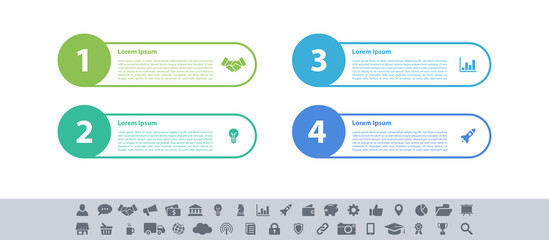 Infographic design business concept vector illustration with 4 steps or options or processes represent work flow or diagram or web button banner