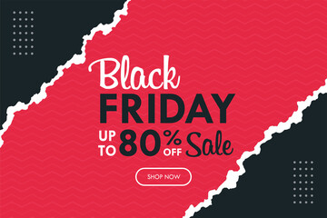 BlackFriday background with modern pink and black torn paper for a weekend promotion.