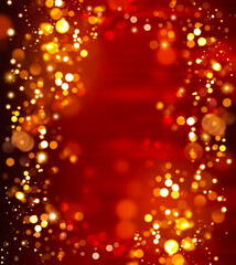 elegant red festive background  with golden glitter and stars	